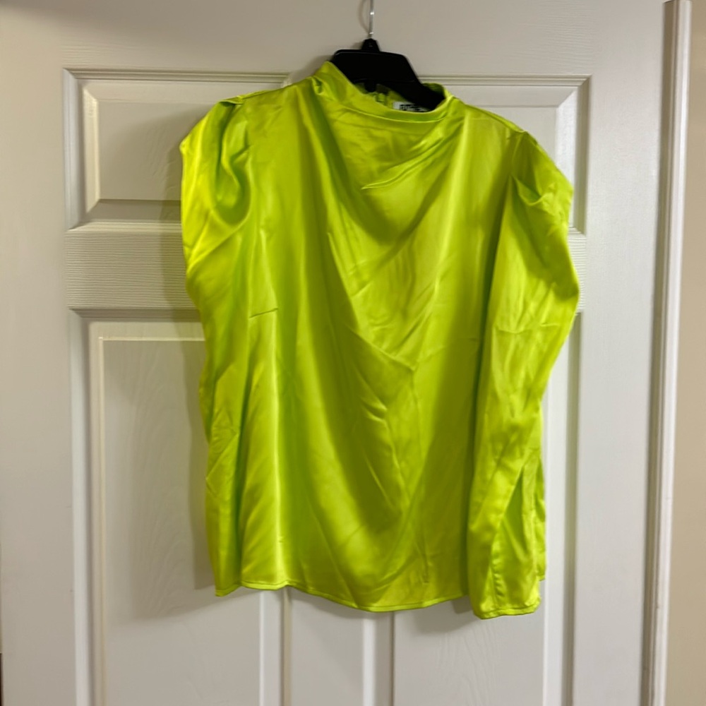 Target FUTURE collective Kahlana Barfield Brown lime green blouse.